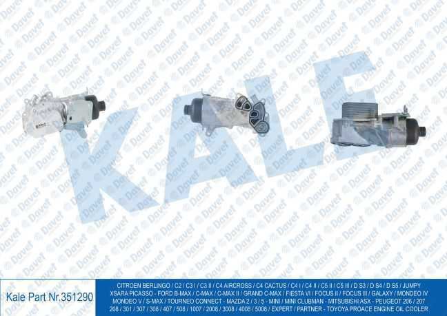 KALE 351290 Yag Sogutucusu Citroen Berlingo / C2 / C3 I / C3 Ii / C4 Aircross / C4 Cactus / C4 I / C4 Ii / C5 Ii / C5 Iii / D S3 / D S4 / D S5 / Jumpy / Xsara Picasso -Peugeot 206 / 207 / 208 / 301 / 307 / 308 / 407 / 508 / 1007 / 2008 / 3008 / 4008 / 5008 / Exp